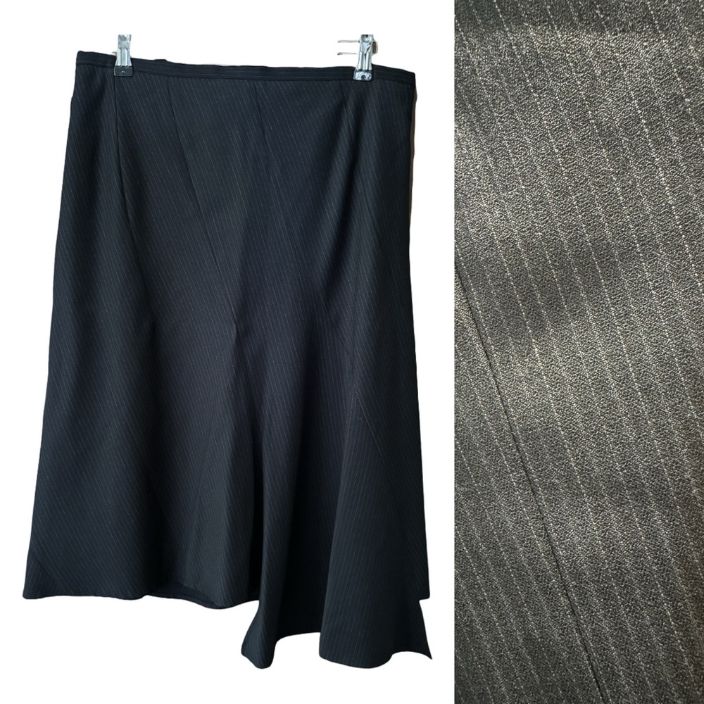 BCBG Max Azria Black Pinstriped Asymmetrical Skirt - Size 10